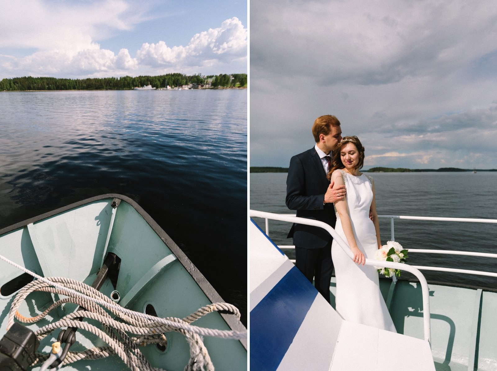 Saimaa lake wedding boat