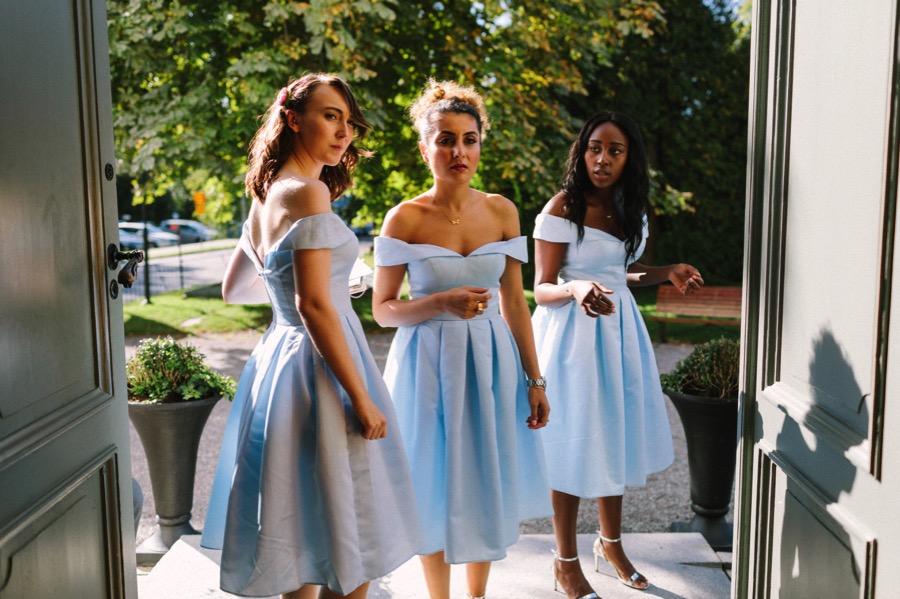 bridesmaids in baby blue