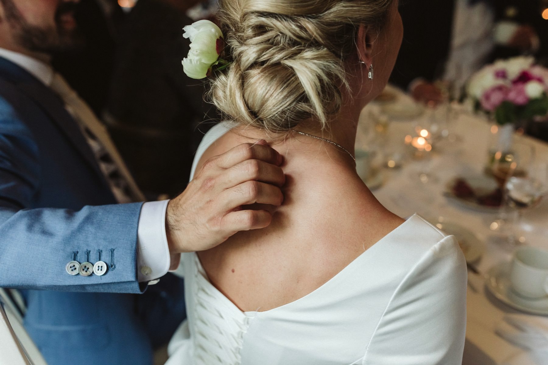 bride and groom detail
