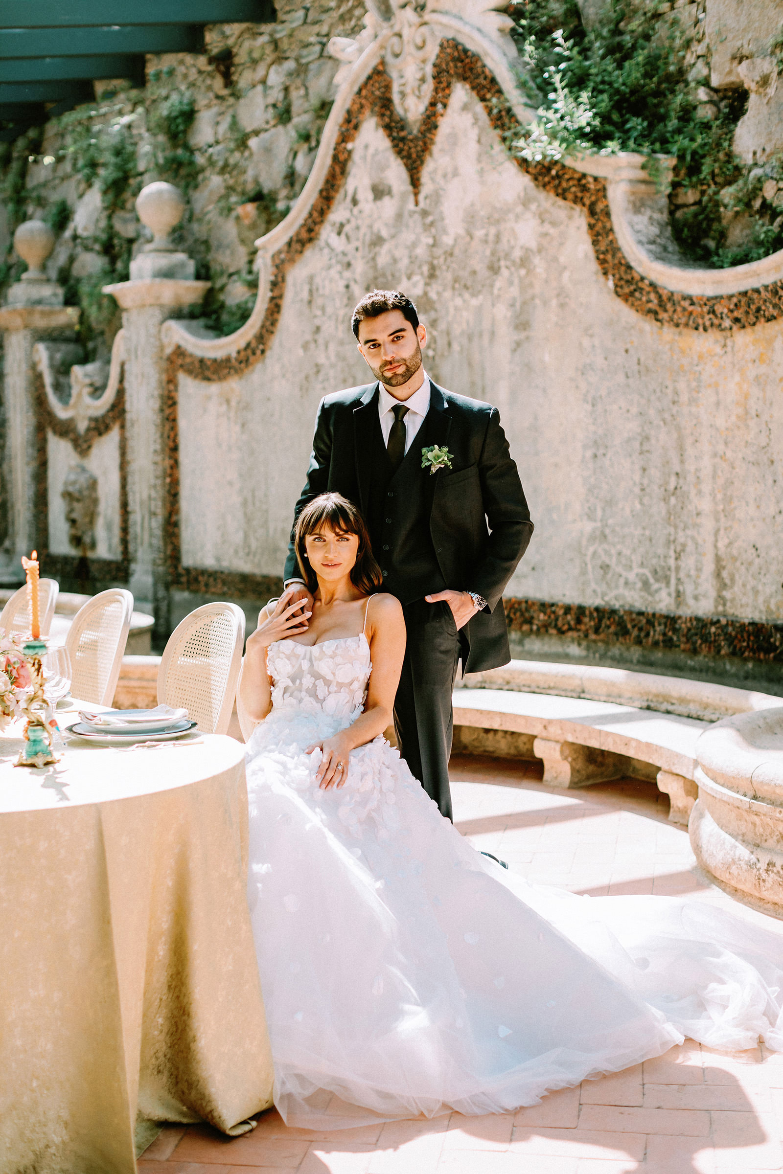 wedding portraits taken at luxury wedding venue Portugal